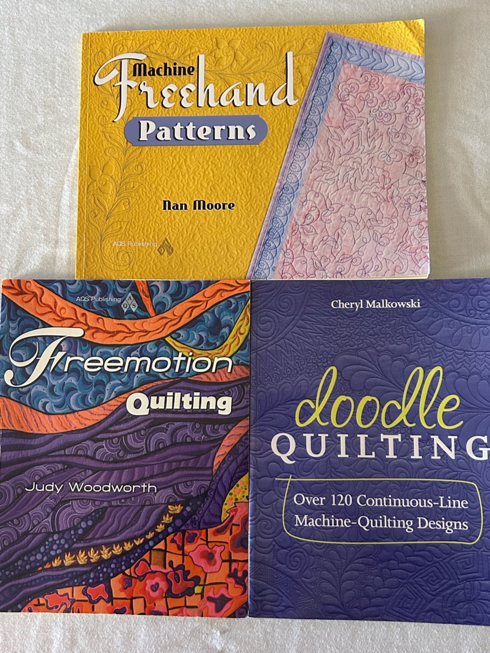 Quilting Books Set Of 3-Machine Freehand Patterns Freemotion, Doodle Quilt Books